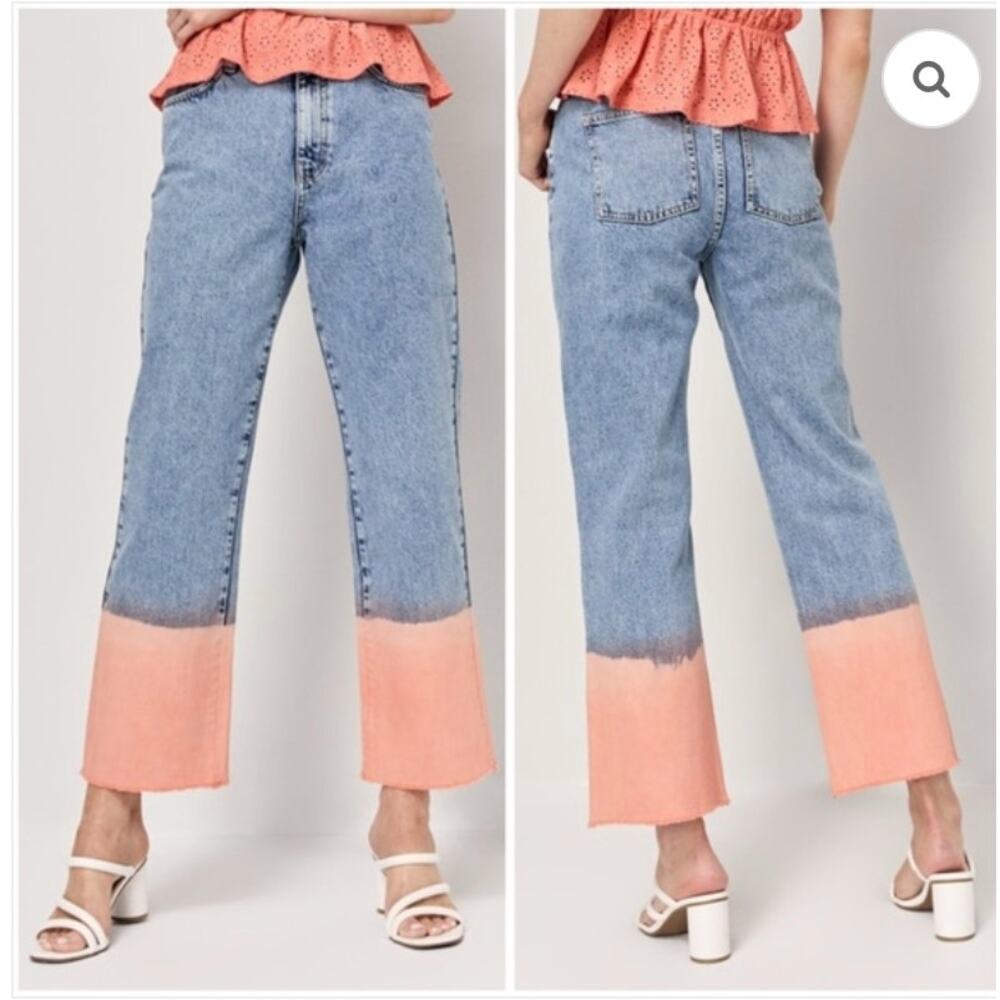 Francesca's Harper Heritage Ellis Dip Dye Pink Blue Denim Jeans size 29x27